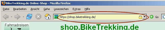 Bildschirmausschnitt vom Browser FireFox mit gelb hinterleger Eingabezeile und geschlossenem Schloss