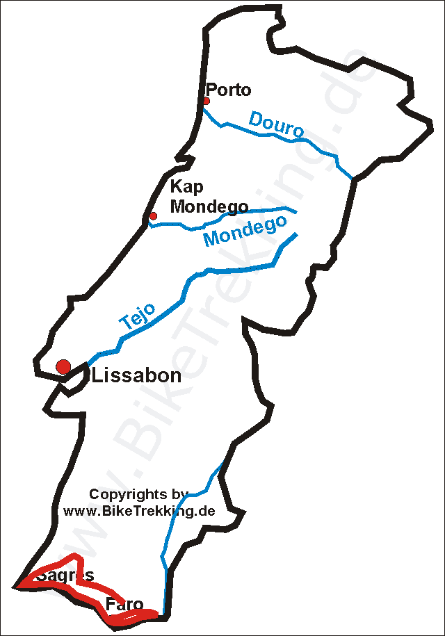 Karte Algarve-Rundreise 2002