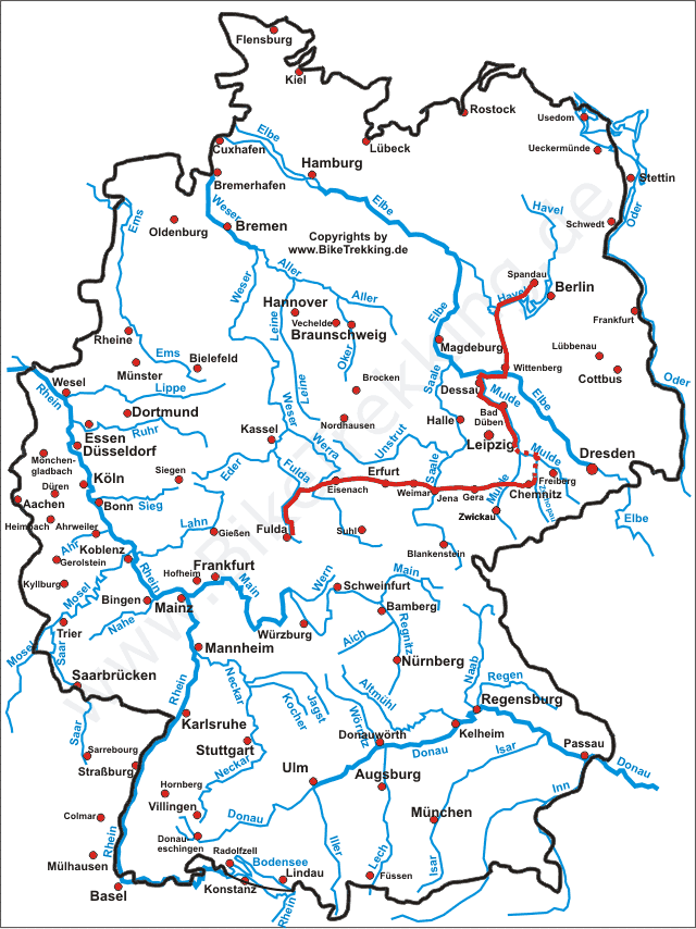 Karte Fulda-Spandau-Tour 2008
