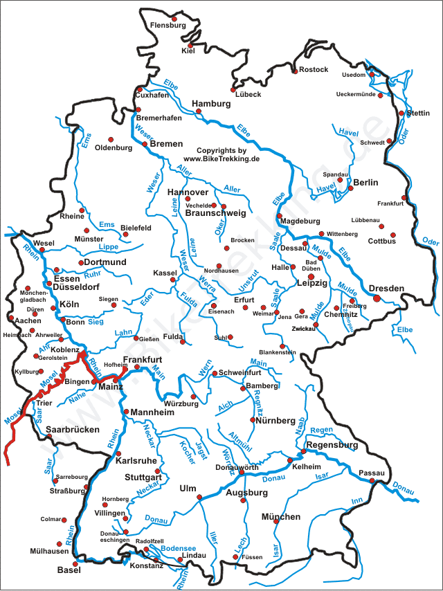 Karte Hofheim-Paris-Tour 2006 Deutschland