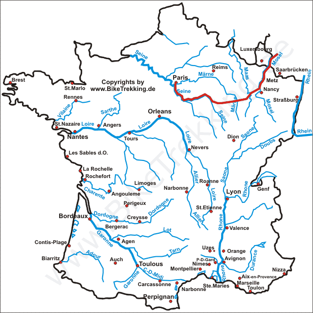 Karte Hofheim-Paris-Tour 2006 Frankreich