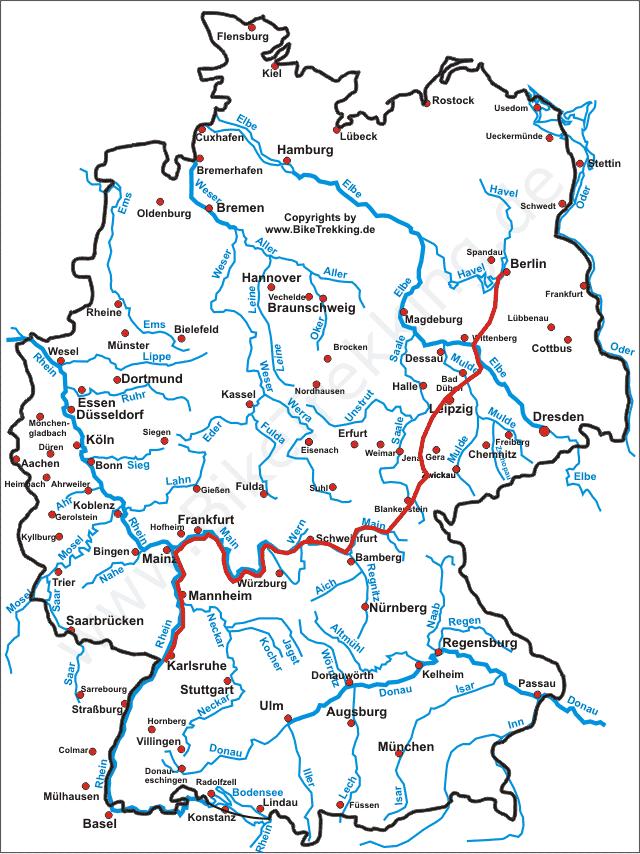 Karte Karlsruhe-Berlin 2002
