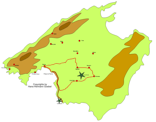 Karte Mallorca-Radtour 2008