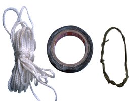 Hilfsmittel und Kleinteile: Klebeband und Seil