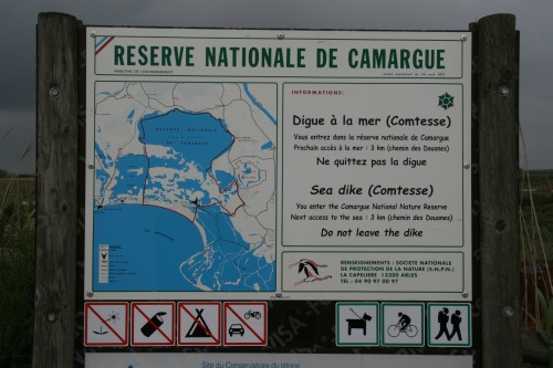 Schild über den Nationalpark Camargü