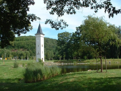 Teich mit Turm in Gera