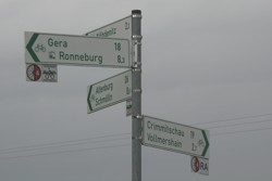 Radwegebschilderung in Gera