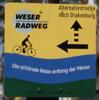 Radwegeschild Weser