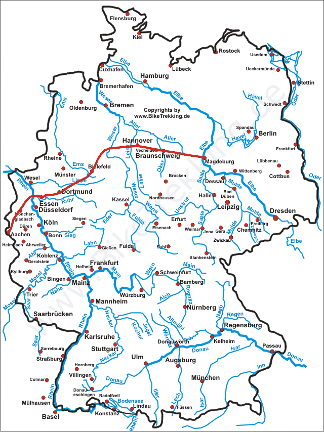 Karte Umwelt-Radtour Auftakt 1995