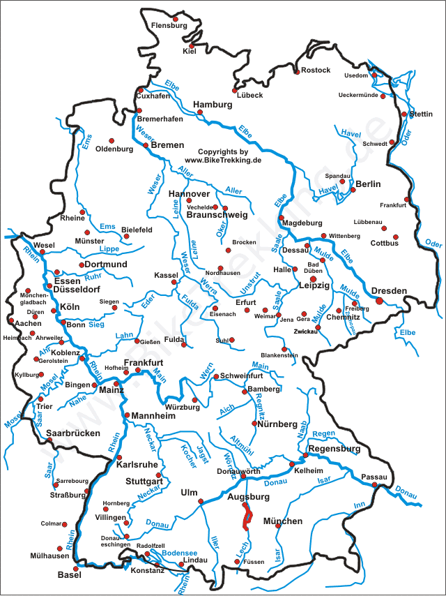 Karte von Augsburg nach Landsberg am Lech 2010