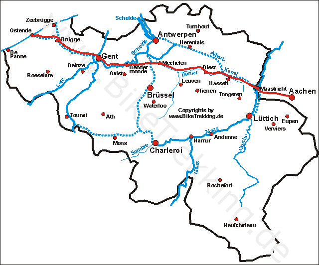 Karte Belgien-Tour 2005