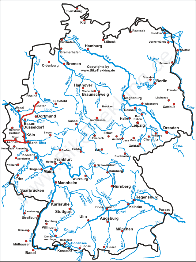 Karte Umwelt-Radtour Courage 1995