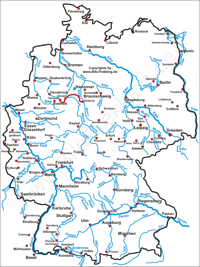 Karte Detmold bis Einbeck 2012