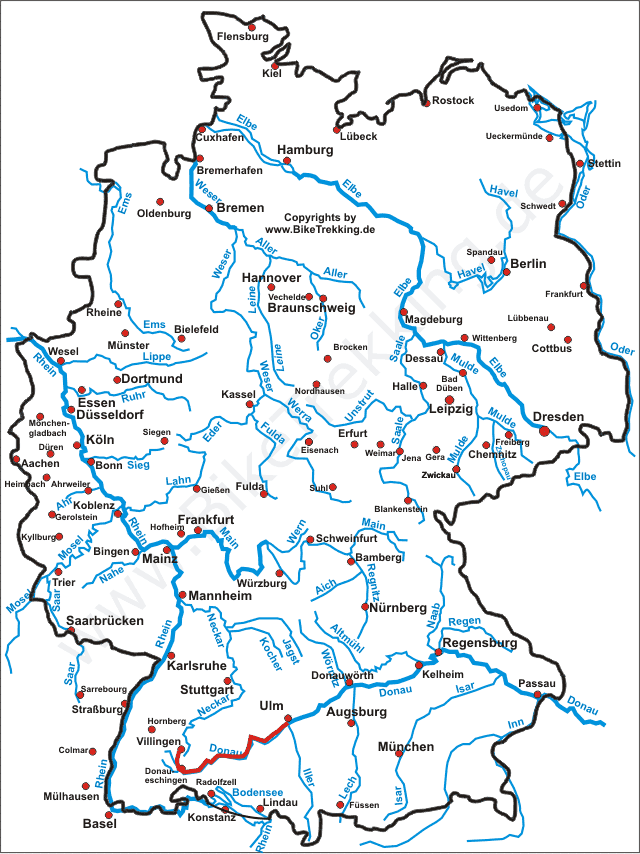 Karte Donautour 2001
