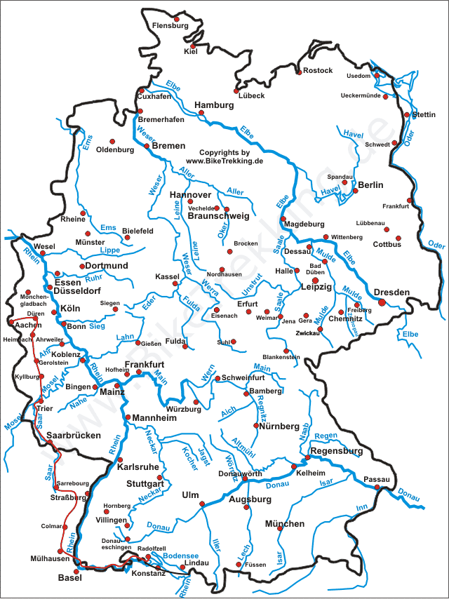 Karte Eifel-Bodensee-Tour 2004