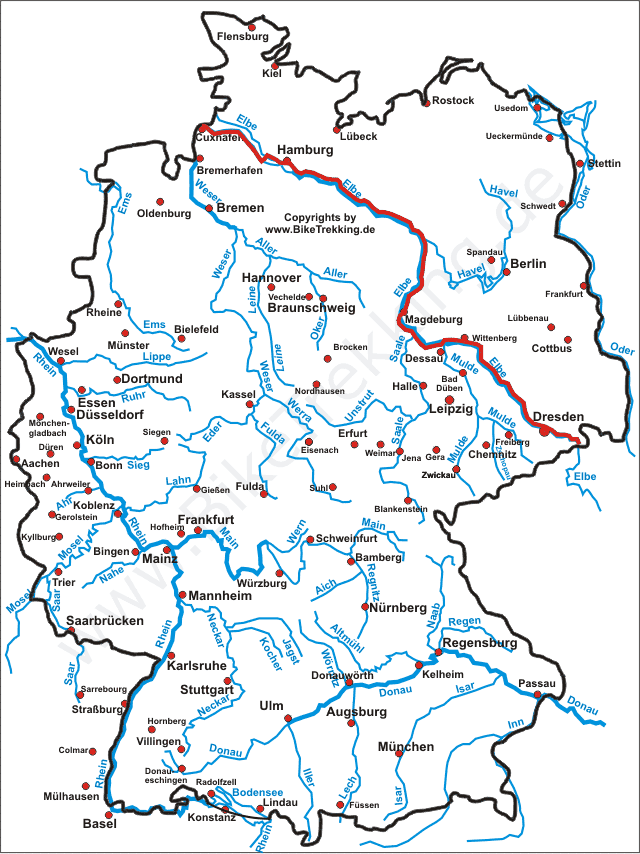 Karte Elbe-Tour 2005