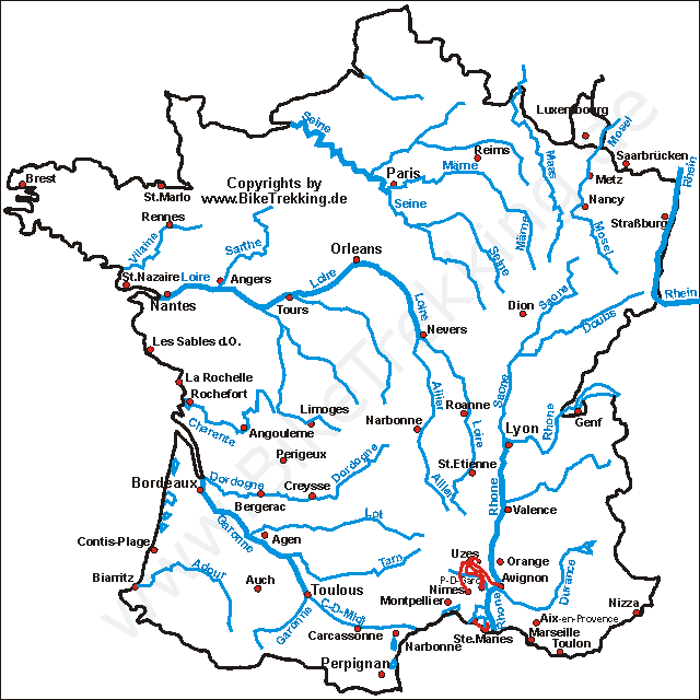 Karte Natours-Reise Provence und Camargü 2009