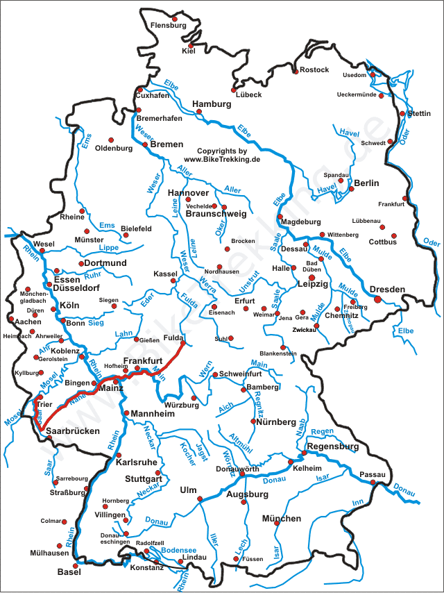 Karte Fulda-Trier-Tour 2006