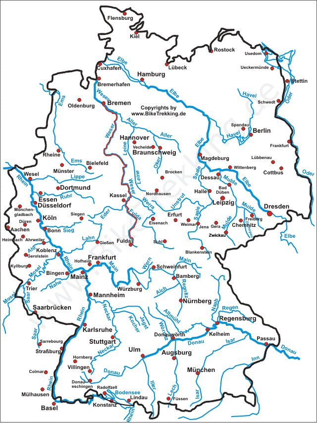 Karte Fulda-Weser-Radweg Tour 2005