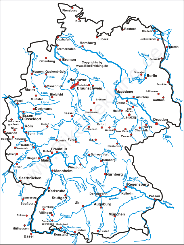 Karte von Hannover zum Osterwald im Calenberger Bergland 2011