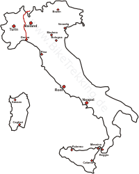 Karte: Fahrradtour von Basel nach Genua 2006 Italien Teil