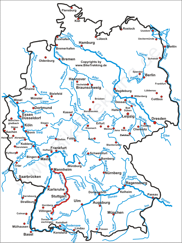 Karte Neckar Tour 1997