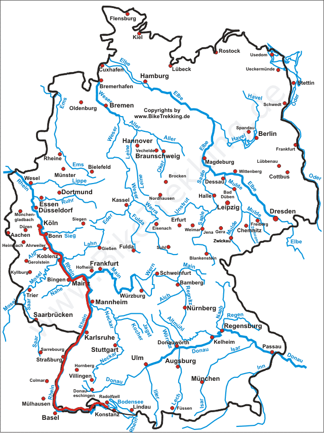 Karte Rheintour 2000