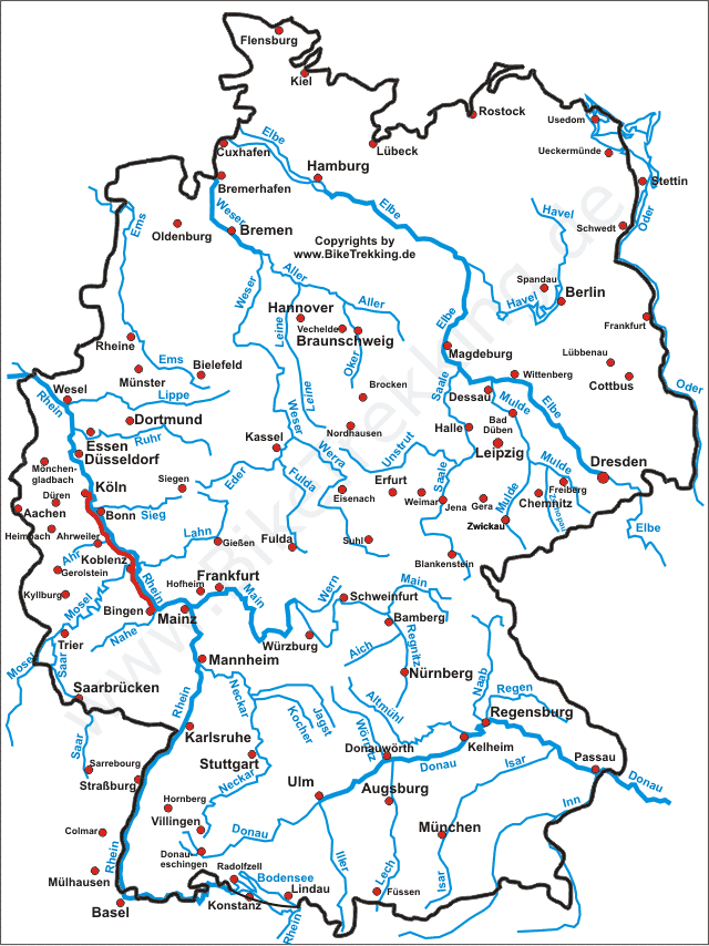 Karte Rheintour 2001