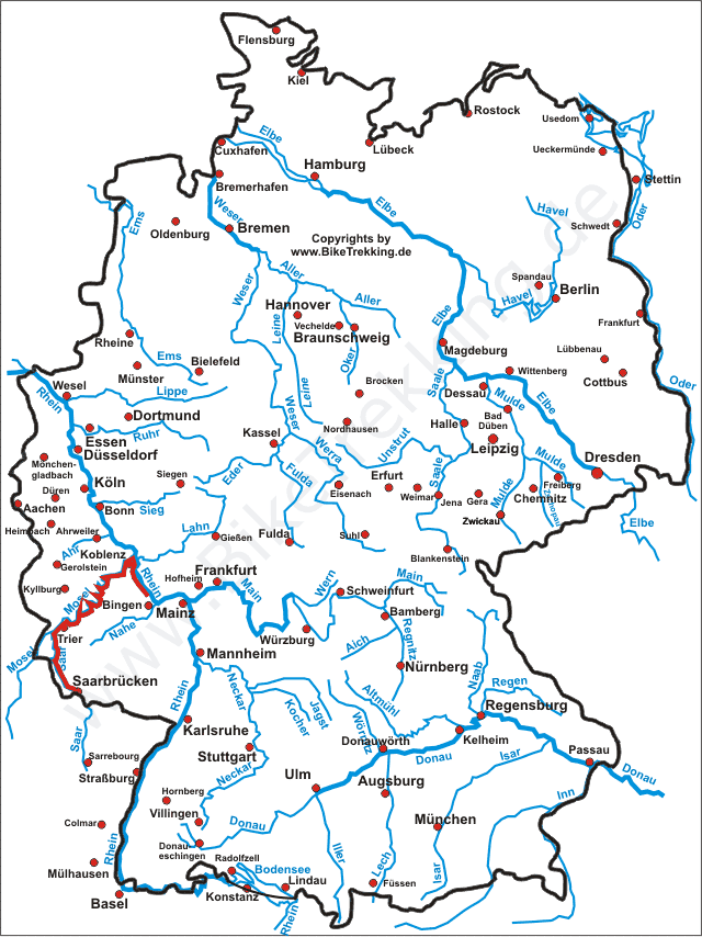 Karte Saar-Mosel-Rhein-Tour 1996